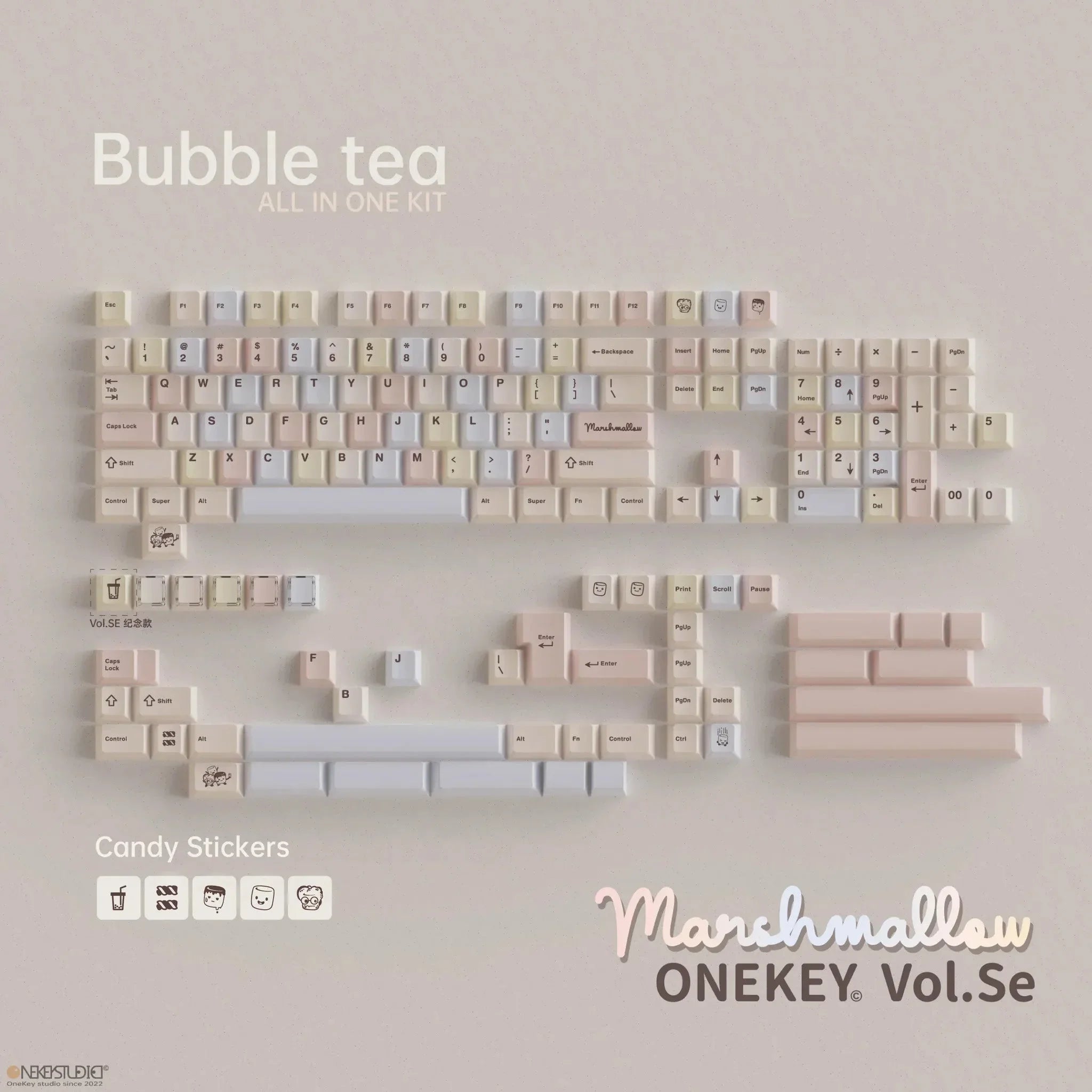 ONEKEY Bubble Tea Marshmallow PBT Keycaps - KeyBay Tech