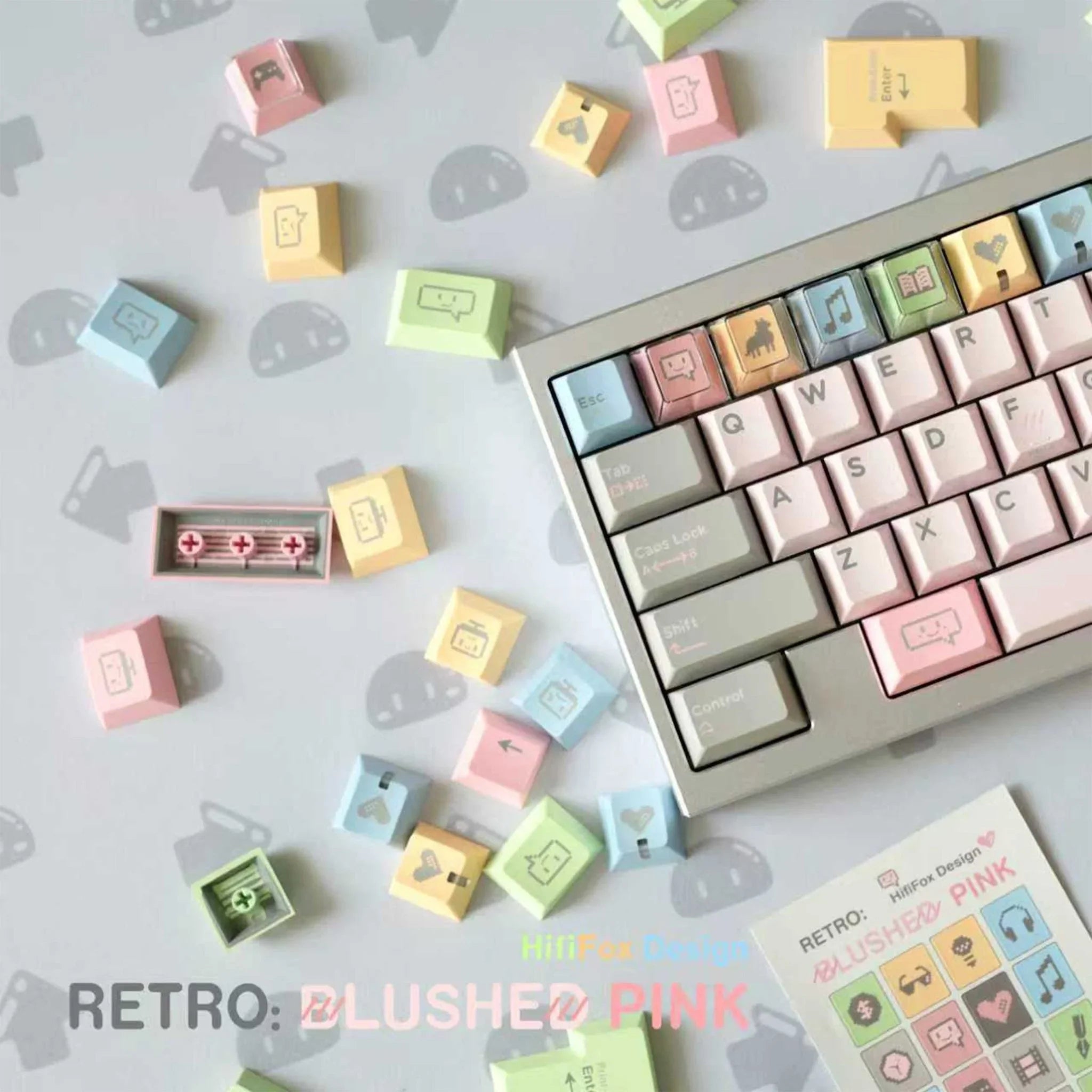[Preorder] Retro Blushed Pink keycaps set - KeyBay Tech