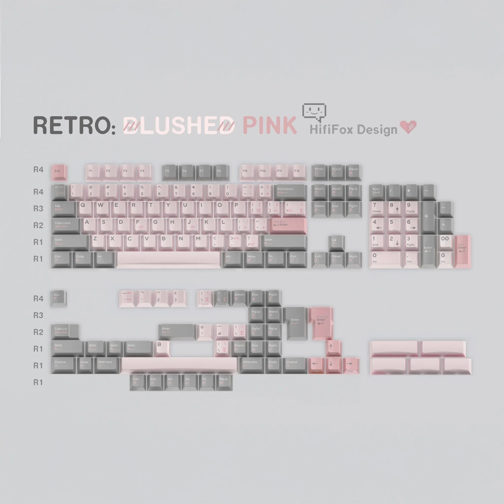 [Preorder] Retro Blushed Pink keycaps set - KeyBay Tech