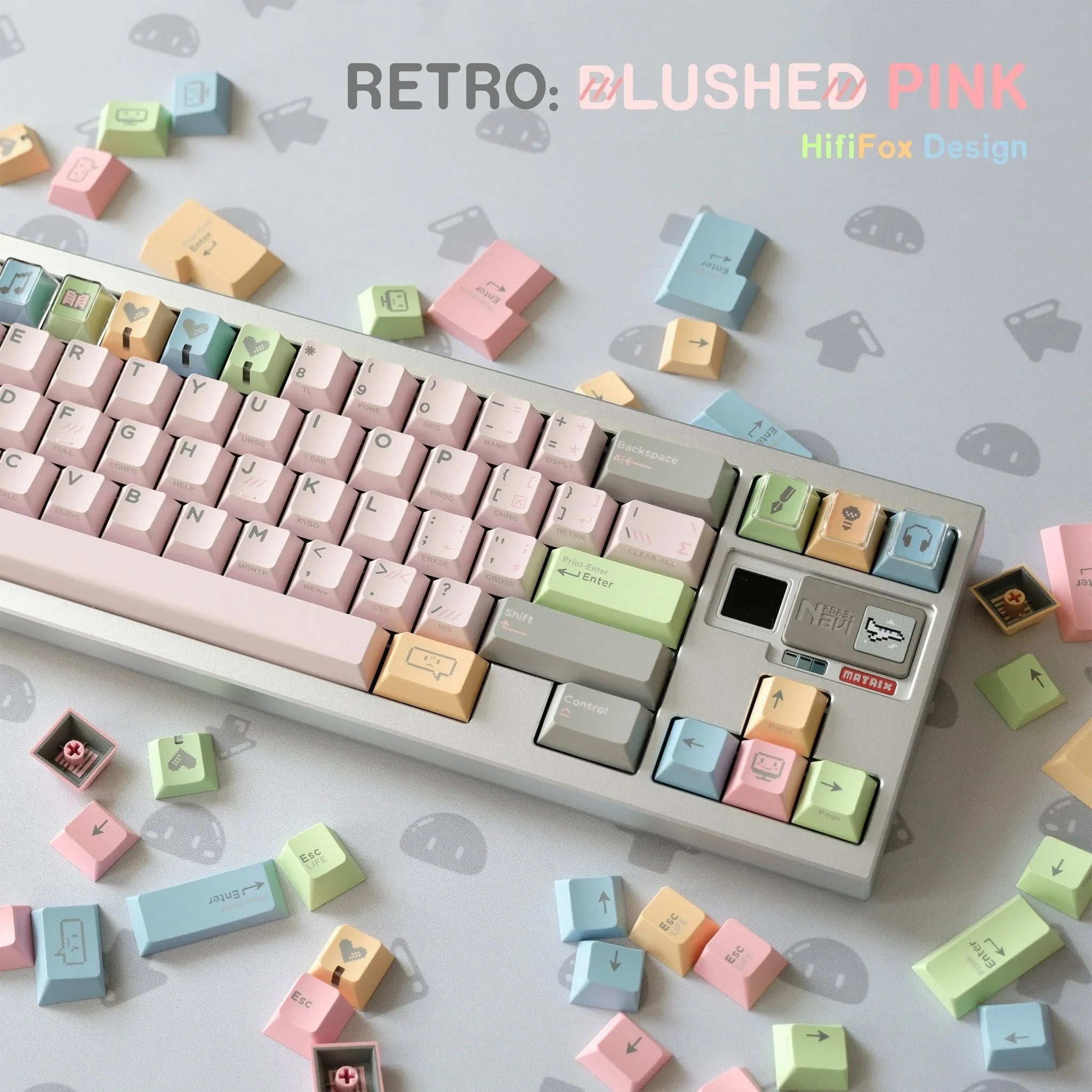 [Preorder] Retro Blushed Pink keycaps set - KeyBay Tech