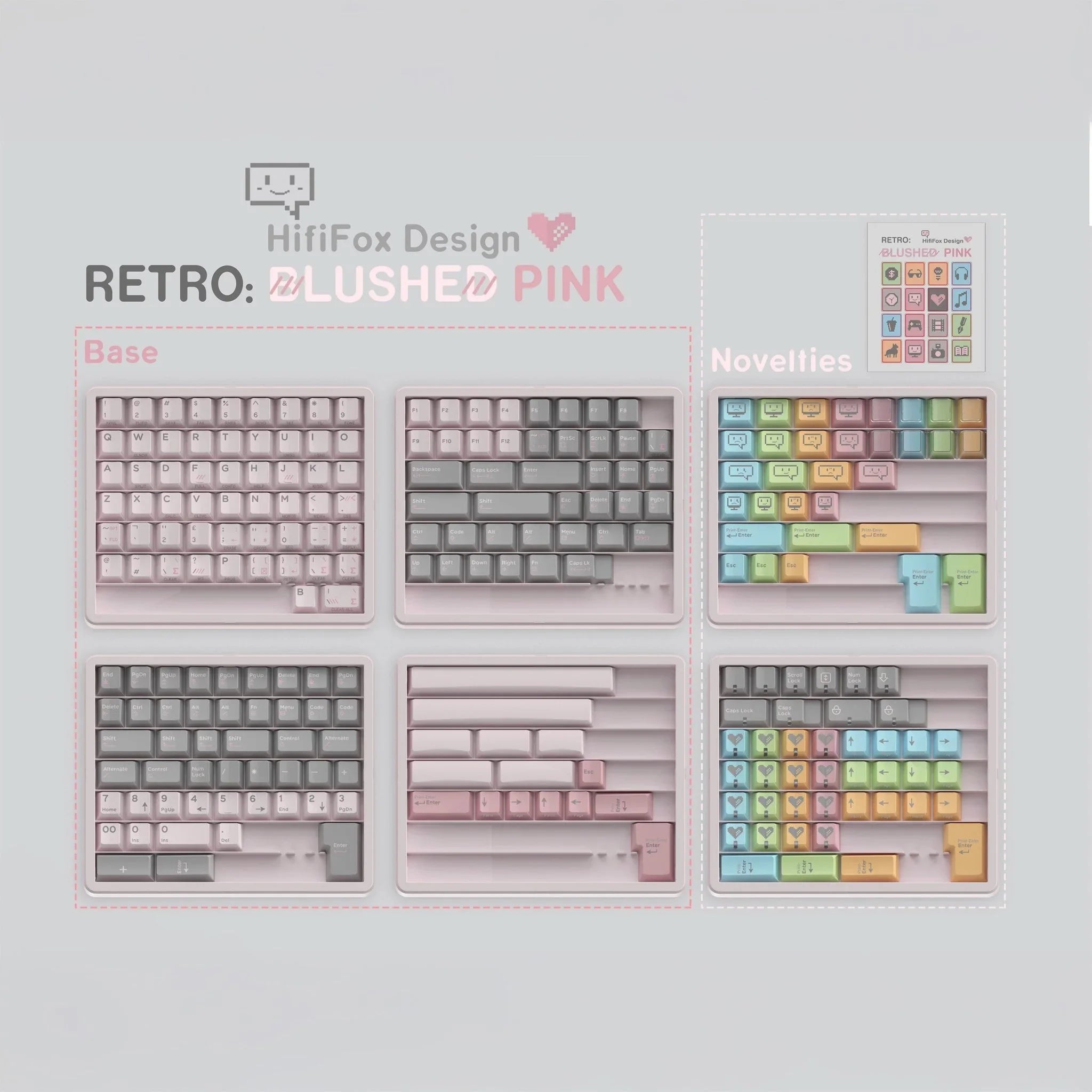 [Preorder] Retro Blushed Pink keycaps set - KeyBay Tech