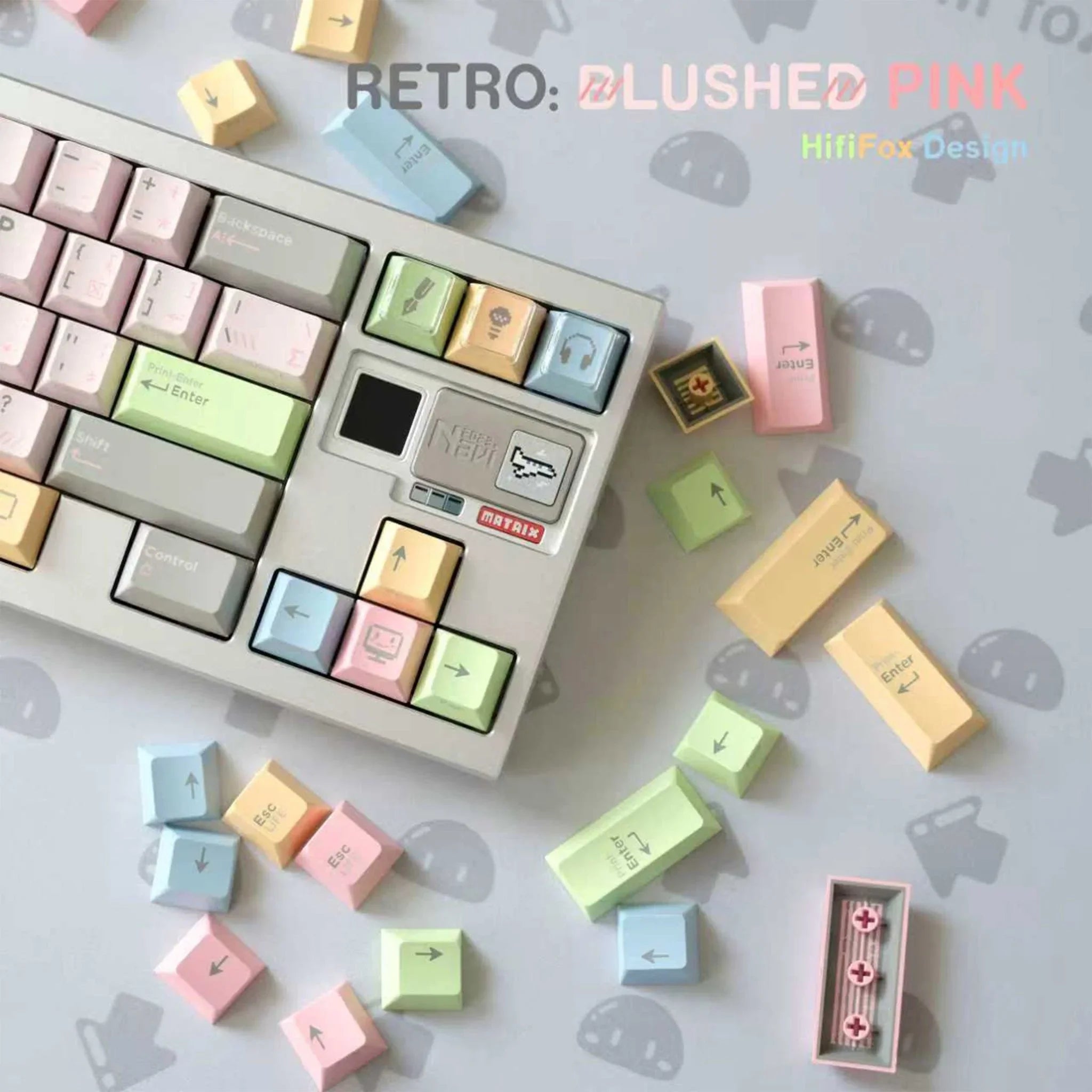 [Preorder] Retro Blushed Pink keycaps set - KeyBay Tech